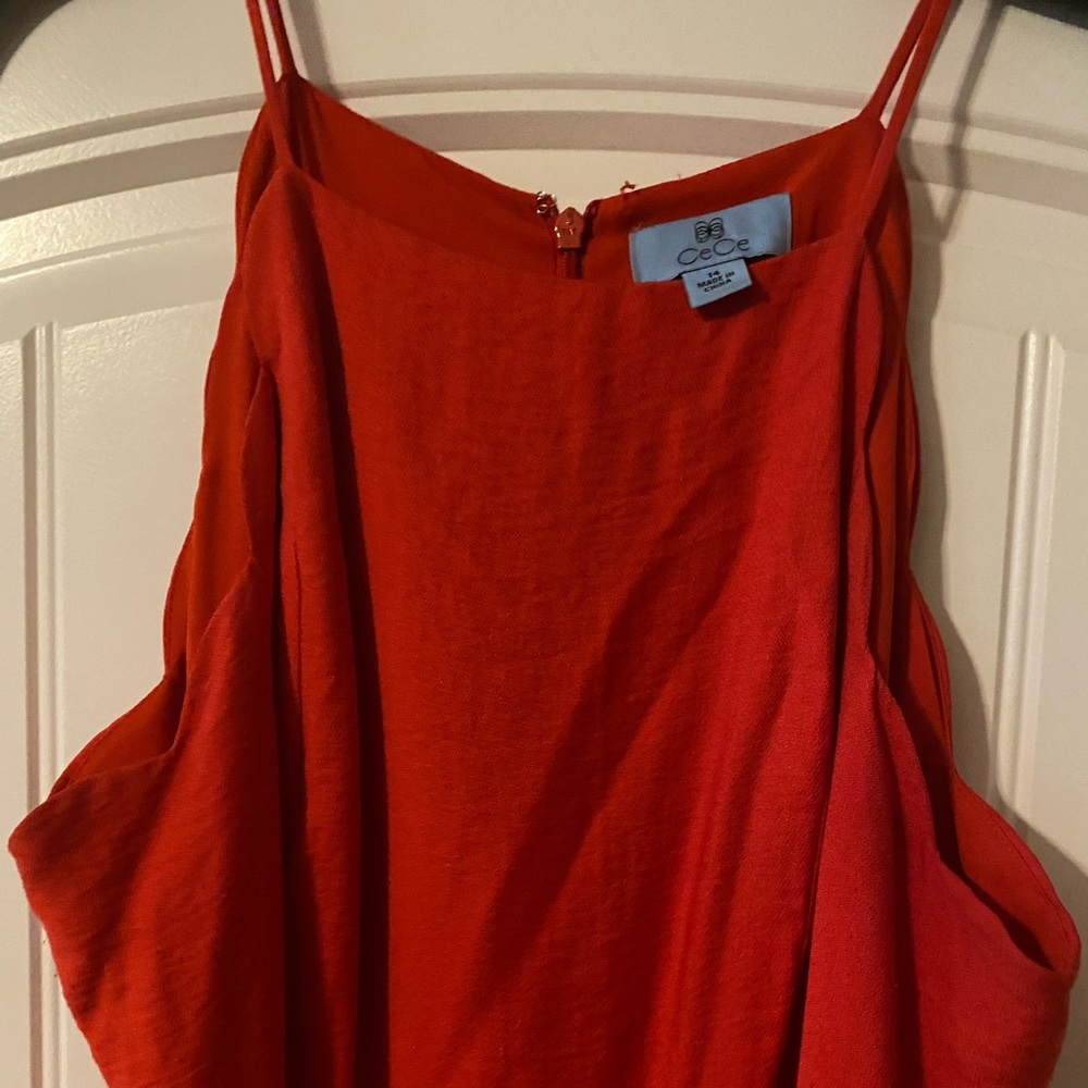 CeCe Wide-Leg Jumpsuit w/ belt. Spaghetti straps.